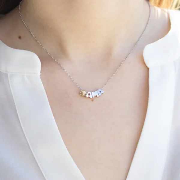 Gargantilla Ama Iniciales Plata con Motivo a Elegir*Eguzkilore Discount
