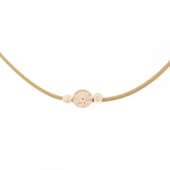 Gargantilla Anuk Cuero Beige con Plata Rosa*Eguzkilore Outlet