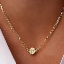 Gargantilla Anuk Doble Cadena de Plata Dorada*Eguzkilore New