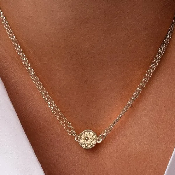 Gargantilla Anuk Doble Cadena de Plata Dorada*Eguzkilore New