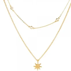 Gargantilla Doble de Plata Dorada y Circonitas*Eguzkilore Discount