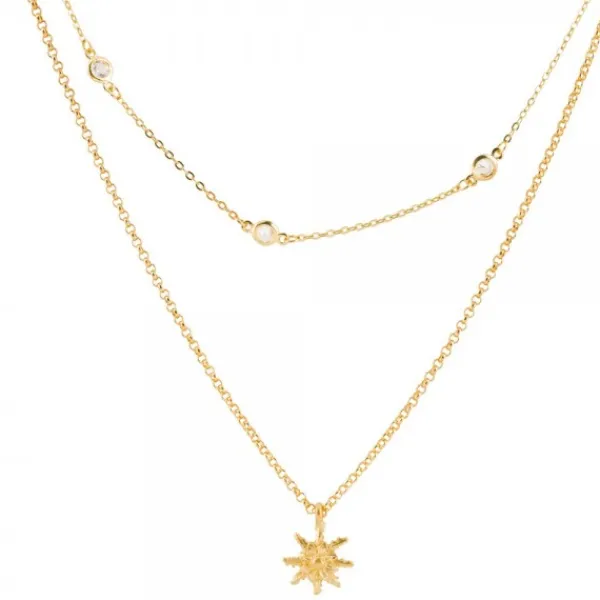 Gargantilla Doble de Plata Dorada y Circonitas*Eguzkilore Discount