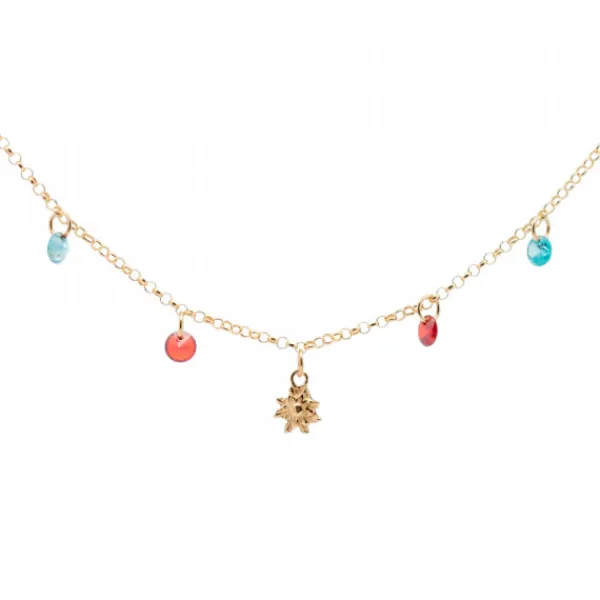 Gargantilla Plata Dorada con Cristales Multicolor*Eguzkilore Sale