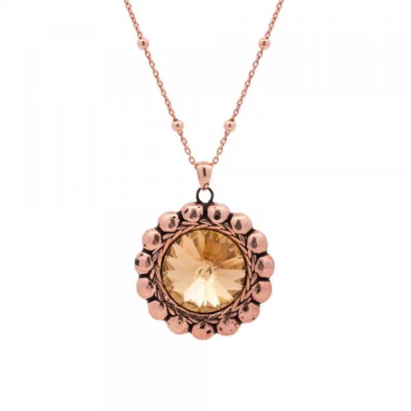 Gargantilla Plata Rosa y Cristal Champagne*Eguzkilore Clearance