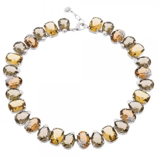Gargantilla Queen 3 Plata y Cristales Marrones*Eguzkilore Clearance