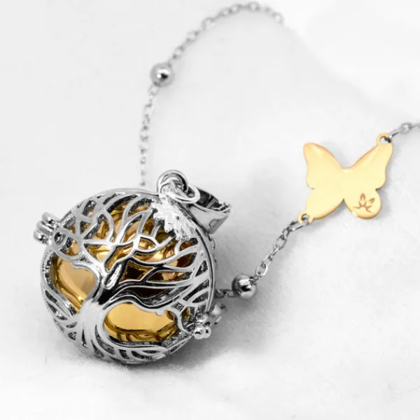 Llamador de Ángeles Árbol de la Vida Dorado con Mariposa Personalizable*Eguzkilore Hot