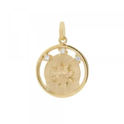 Medalla Plata Dorada y Circonitas 20mm*Eguzkilore Sale