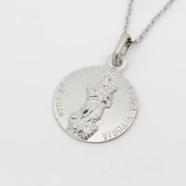 Medalla Mini Virgen Blanca Plata 17mm*Eguzkilore Sale