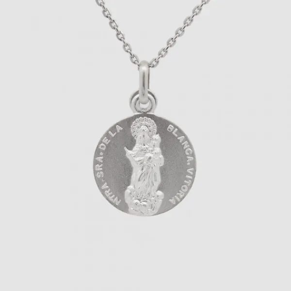 Medalla Mini Virgen Blanca Plata 17mm*Eguzkilore Sale