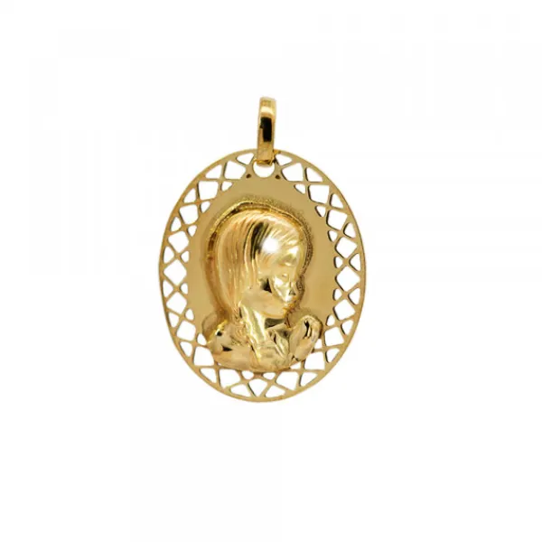 Medalla Virgen Niña de Plata Dorada Personalizable*Eguzkilore Online
