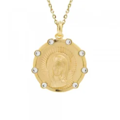 Medalla Virgen Niña Plata Dorada Circonitas 21mm*Eguzkilore Discount