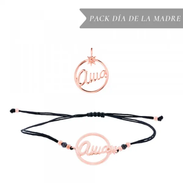 Pack Colgante y Pulsera Ama Redondo Plata Rosa*Eguzkilore Online