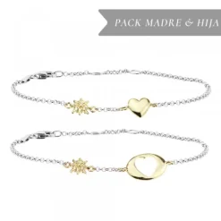 Pack Madre e Hija Pulsera Corazón Dorado*Eguzkilore New
