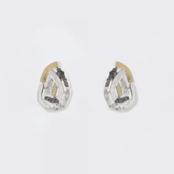 Pendientes Almendra Vitoria Silueta Plata y Lámina de Oro*Eguzkilore New