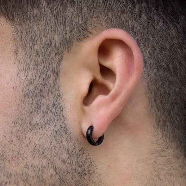 Pendientes Aro Acero Negro Fino 13mm*Eguzkilore Clearance