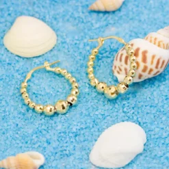 Pendientes Aro Bolitas Plata Dorada 20mm*Eguzkilore Outlet