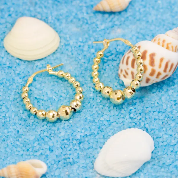 Pendientes Aro Bolitas Plata Dorada 20mm*Eguzkilore Outlet