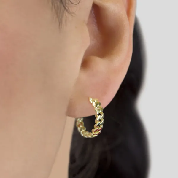 Pendientes Aro Chain Plata Dorada 22mm*Eguzkilore Best