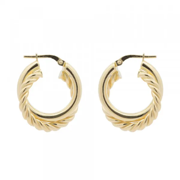 Pendientes Aro Doble Entrelazados Plata Dorada 20mm*Eguzkilore