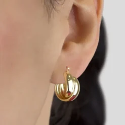 Pendientes Aro Doble Entrelazados Plata Dorada 15mm*Eguzkilore Discount