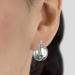 Pendientes Aro Doble Entrelazados Plata 15mm*Eguzkilore Hot