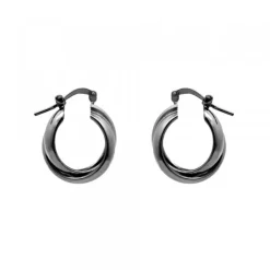 Pendientes Aro Doble Entrelazados Plata Negra 15mm*Eguzkilore
