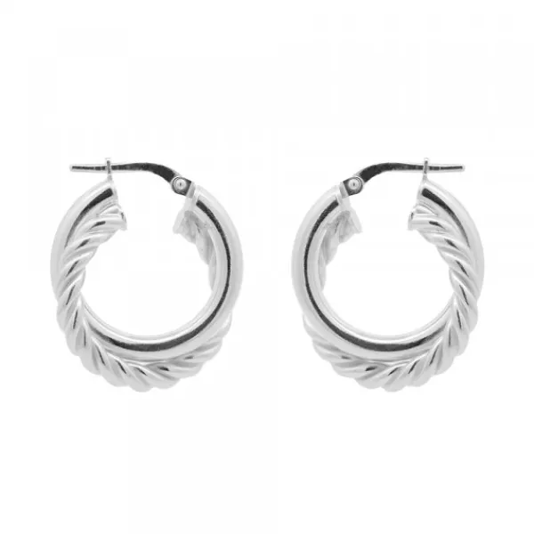 Pendientes Aro Doble Entrelazados de Plata 20mm*Eguzkilore Discount