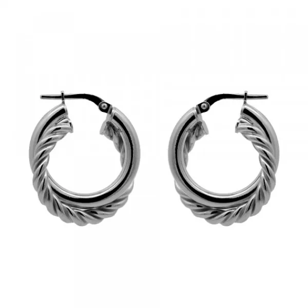Pendientes Aro Doble Entrelazados en Rutenio 20mm*Eguzkilore Sale