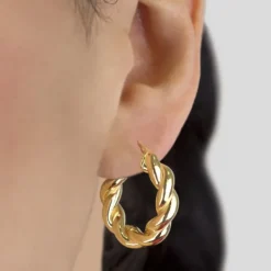 Pendientes Aro Gallonado Plata Dorada 20mm*Eguzkilore New