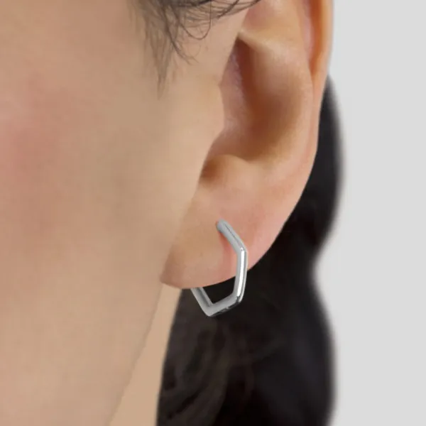 Pendientes Aro Hexagonal de Plata*Eguzkilore Discount