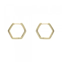 Pendientes Aro Hexagonal de Plata Dorada*Eguzkilore Best