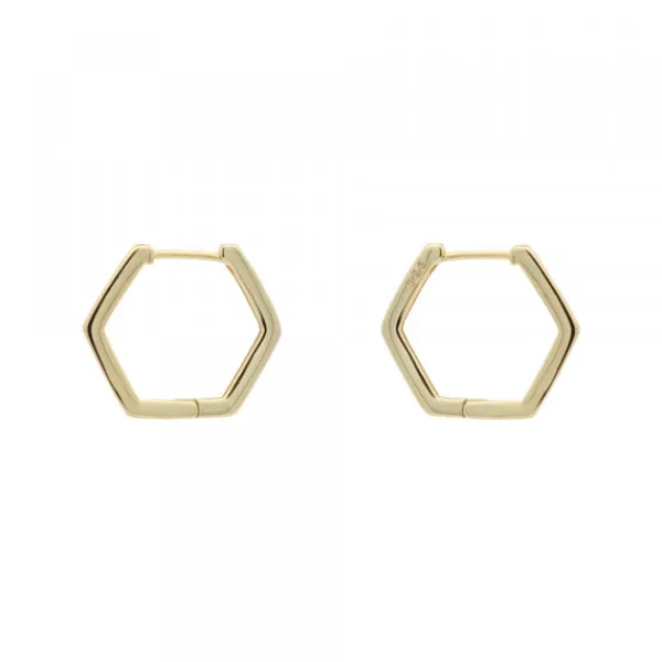 Pendientes Aro Hexagonal de Plata Dorada*Eguzkilore Best