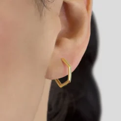 Pendientes Aro Hexagonal de Plata Dorada*Eguzkilore Best