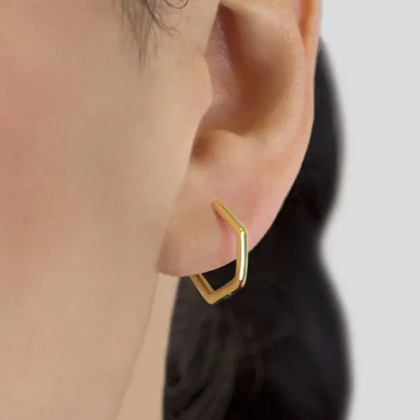 Pendientes Aro Hexagonal de Plata Dorada*Eguzkilore Best