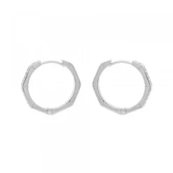 Pendientes Aro Hexagonal Plata y Circonitas 19mm*Eguzkilore