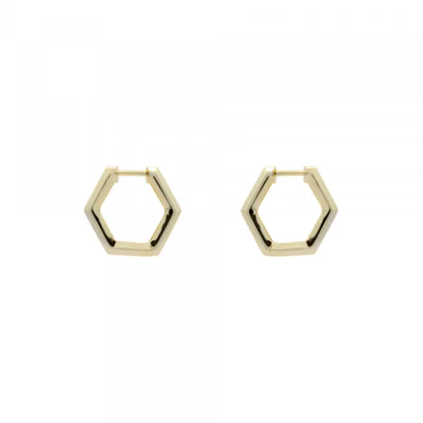 Pendientes Aro Hexagon de Plata Dorada*Eguzkilore Best