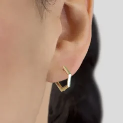 Pendientes Aro Hexagon de Plata Dorada*Eguzkilore Best