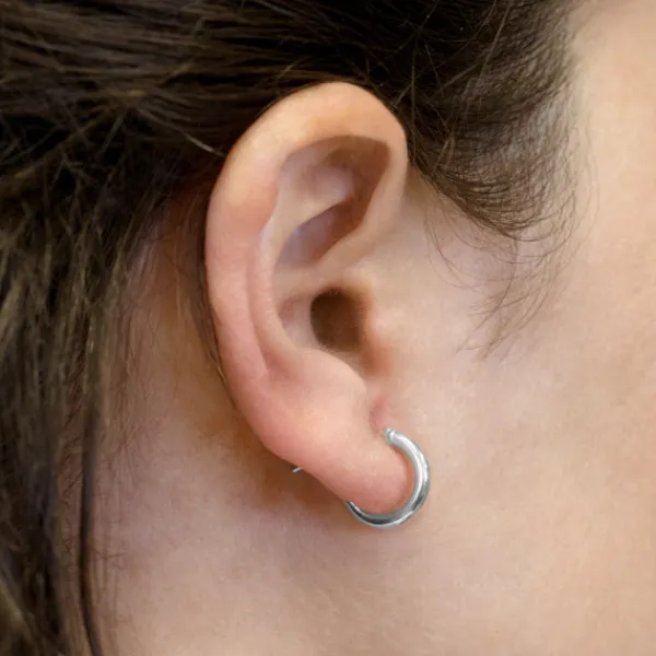 Pendientes Aro Oro Blanco 18kt.*Eguzkilore Online