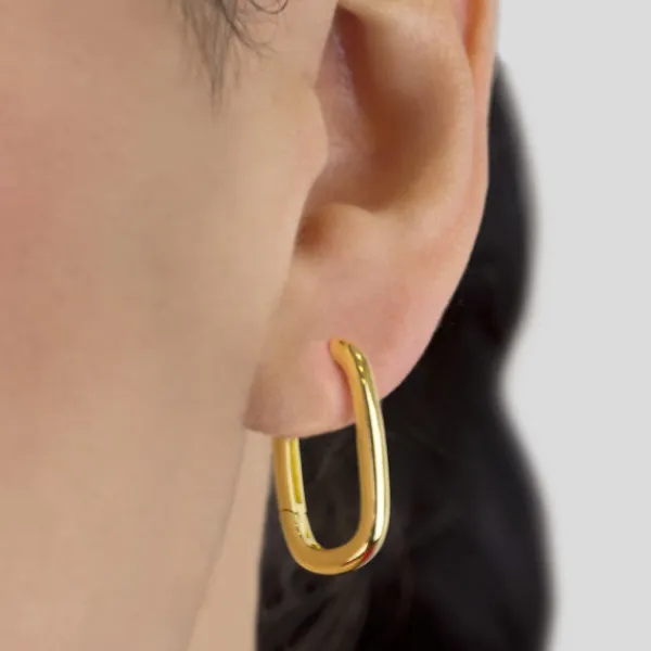Pendientes Aro Oval Plata Dorada 22mm*Eguzkilore Discount