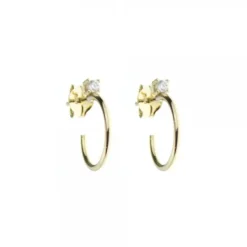 Pendientes Aro Plata Dorada Circonita 15mm*Eguzkilore Sale