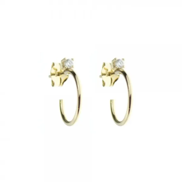 Pendientes Aro Plata Dorada Circonita 15mm*Eguzkilore Sale