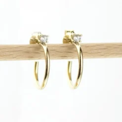 Pendientes Aro Plata Dorada Circonita 15mm*Eguzkilore Sale