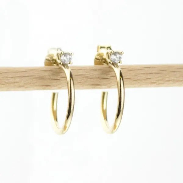 Pendientes Aro Plata Dorada Circonita 15mm*Eguzkilore Sale