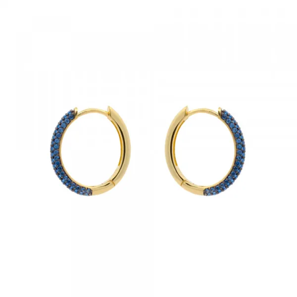 Pendientes Aro Plata Dorada y Circonitas Azules*Eguzkilore