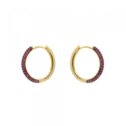 Pendientes Aro Plata Dorada y Circonitas Rosas*Eguzkilore Clearance