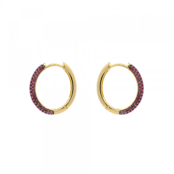 Pendientes Aro Plata Dorada y Circonitas Rosas*Eguzkilore Clearance