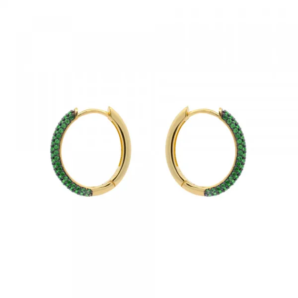 Pendientes Aro Plata Dorada y Circonitas Verdes*Eguzkilore Hot