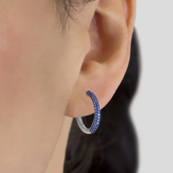Pendientes Aro Plata y Circonitas Azules*Eguzkilore Outlet