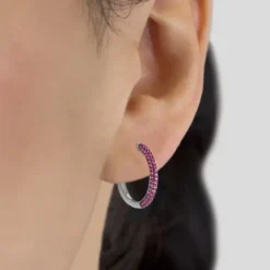 Pendientes Aro Plata y Circonitas Rosas*Eguzkilore Clearance