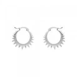 Pendientes Aro Punk Plata y Circonitas 15mm*Eguzkilore Clearance